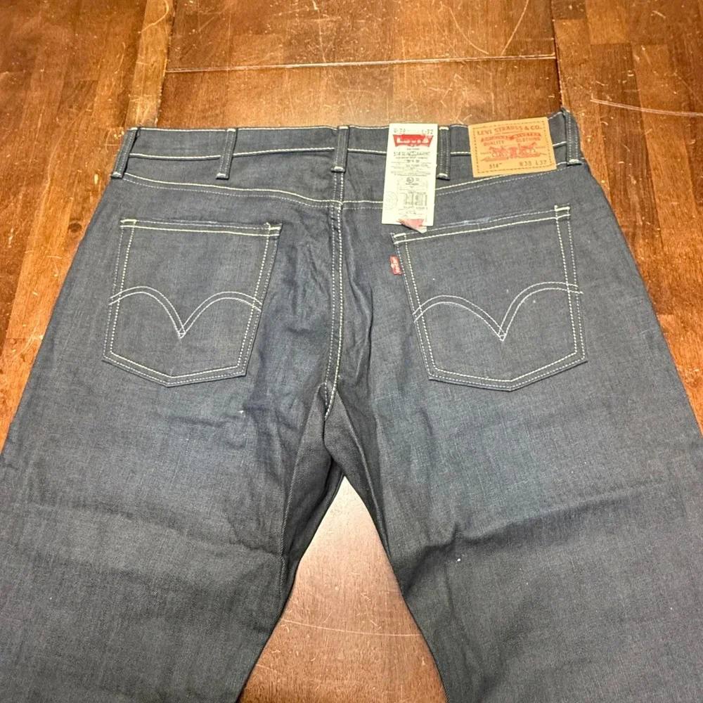 New Levi's 514 Slim Straight Jeans Mens 38x32 Dark Indigo Stretch Denim NWT